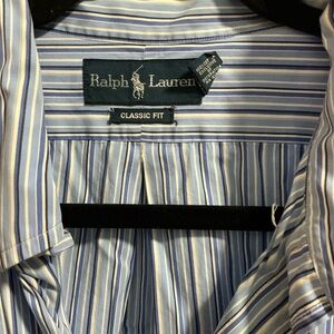 Ralph Lauren Men's Blue and White Striped Shirt